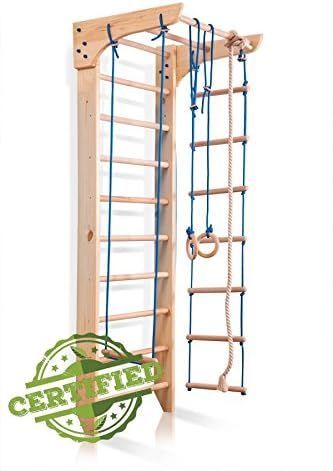 Wall Bars for Kids, Wood Stall Bar, Swedish Ladder Kinder-2-220 - Certificate of Safe USE Home Gy... | Amazon (US)