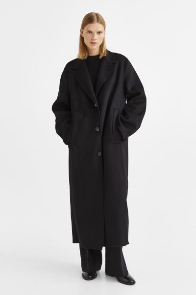 Manteau en laine mélangée - Noir - FEMME | H&M FR | H&M (FR & ES & IT)