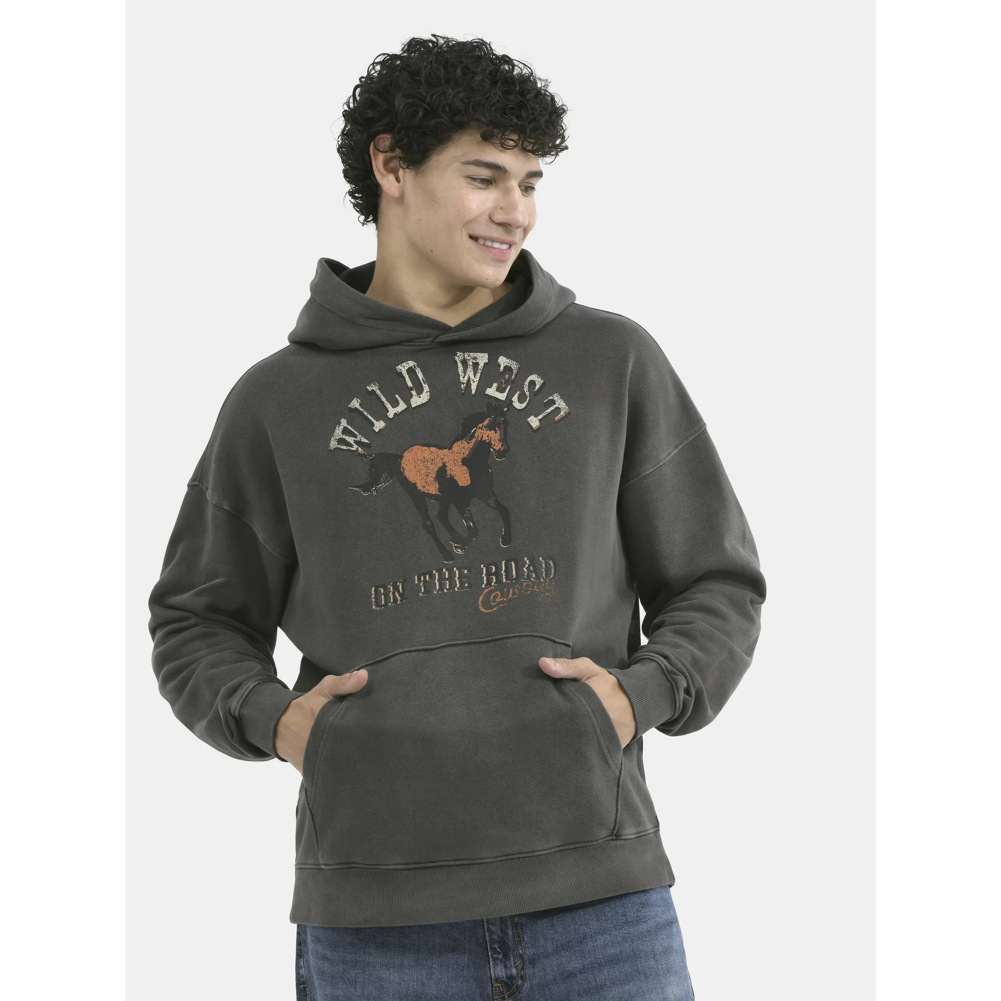 No Boundaries All Gender Oversized Graphic Hoodie with Long Sleeves, Men's and Big Men’s | Walmart (US)