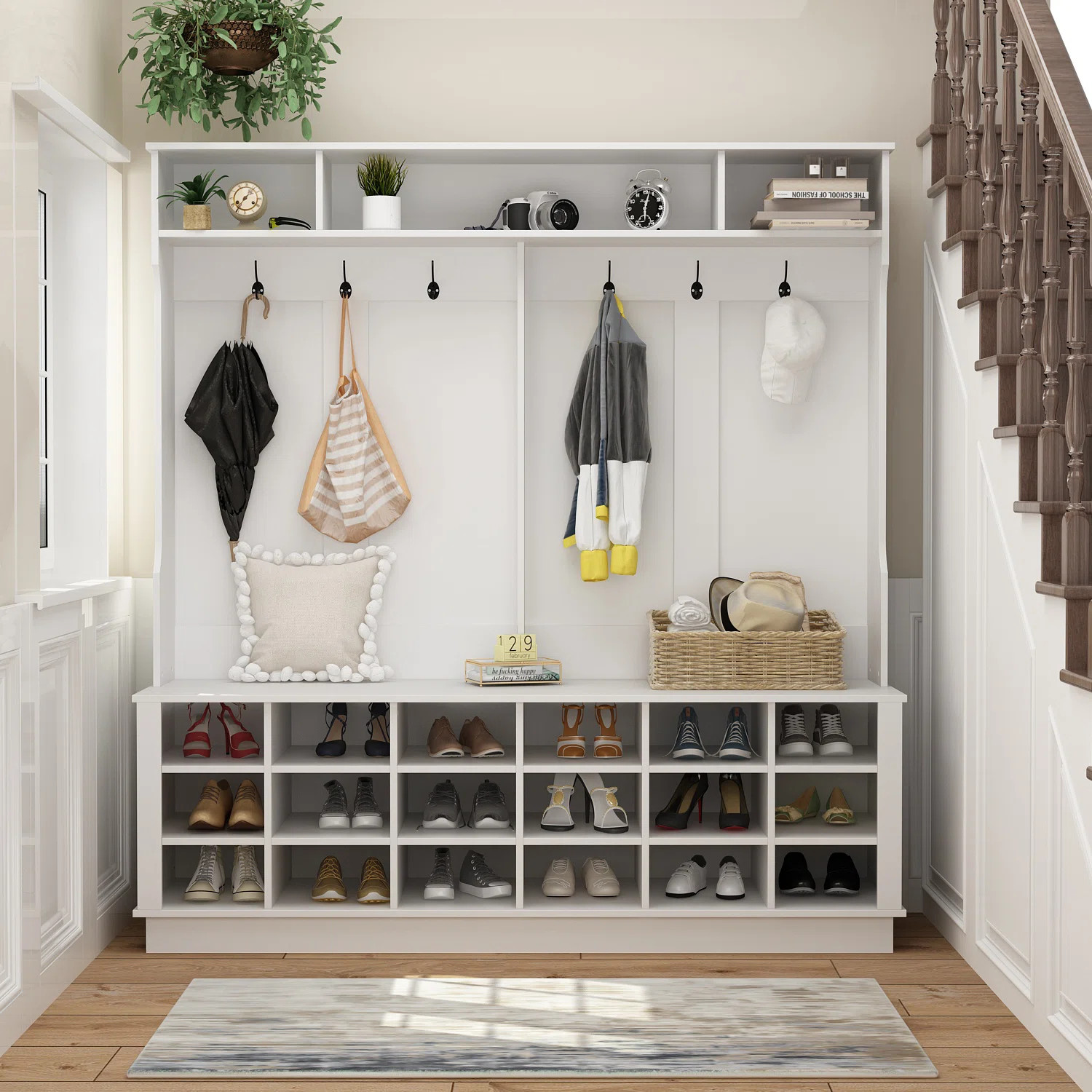 Tangela Hall Tree 63'' Wide with Bench and Shoe Storage | Wayfair North America