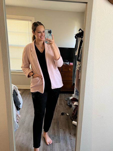 08.11.23 ootd - black jumpsuit (old jc penny) and old asos pink blazer. Linking similar items for both 

Midsize, midsize outfit, work outfit, office style, summer outfit, Barbie outfit, casual outfit, ootd, outfit inspo, affordable Outfit, Amazon finds 

#LTKSeasonal #LTKworkwear #LTKFind