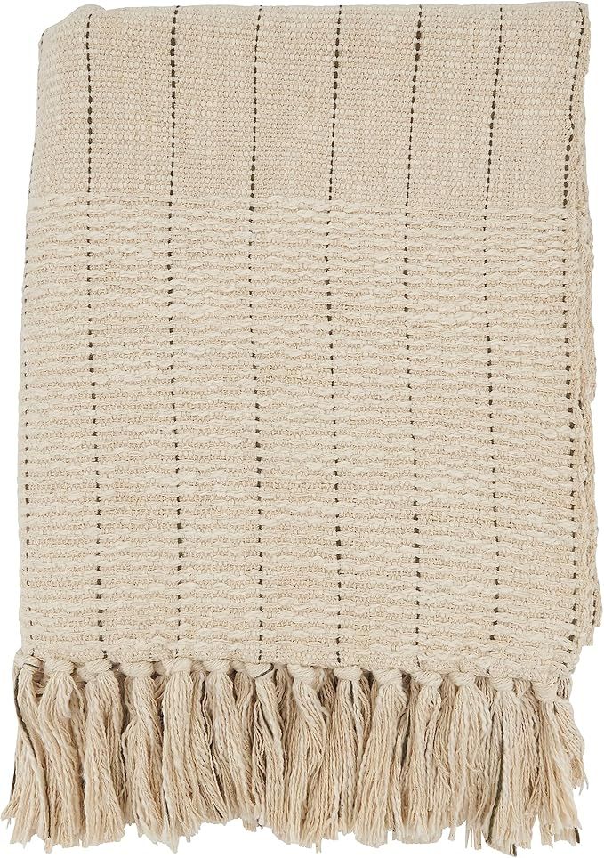 SARO LIFESTYLE Rustic Stripe Throw Blanket with Fringe | Amazon (US)