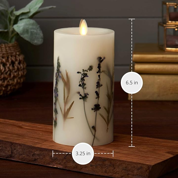 Luminara Realistic Artificial Moving Flame Pillar Candle with Lavender & Rosemary Inclusion - Moving Flame... | Amazon (US)