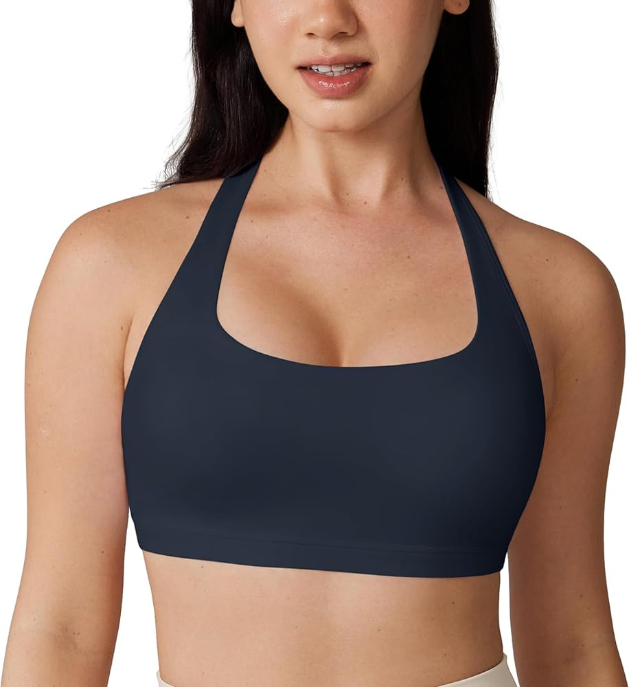 Hugcurve Detachable Halter Sports Bra Racerback for Women Padded Square Neck Open Back Yoga Worko... | Amazon (US)