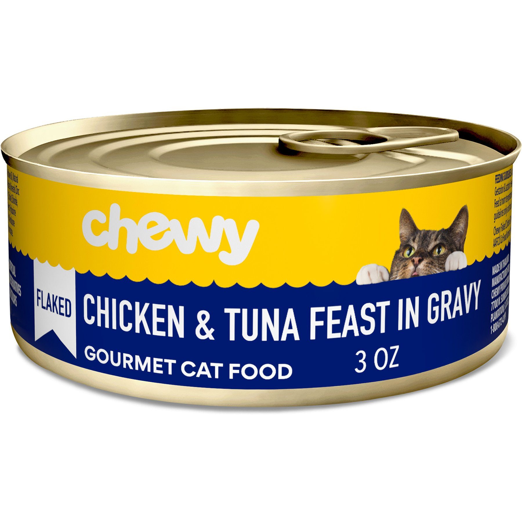 Chewy Made Flaked Chicken & Tuna Feast in Gravy Canned Wet Cat Food, 3-oz can, case of 6 | Chewy