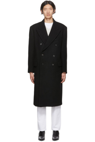 Black Double-Breasted Coat | SSENSE