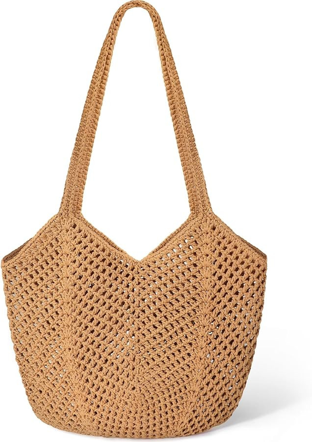 Crochet Tote Beach Bags for Women, Mesh Beach Tote Knit Bag, Summer Vacation Aesthetic Boho Hobo ... | Amazon (US)