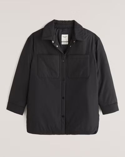 Mid-Length Unquilted Nylon Shirt Jacket | Abercrombie & Fitch (US)