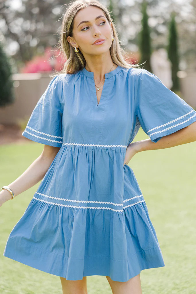 Best Day Blue Rickrack Dress | The Mint Julep Boutique