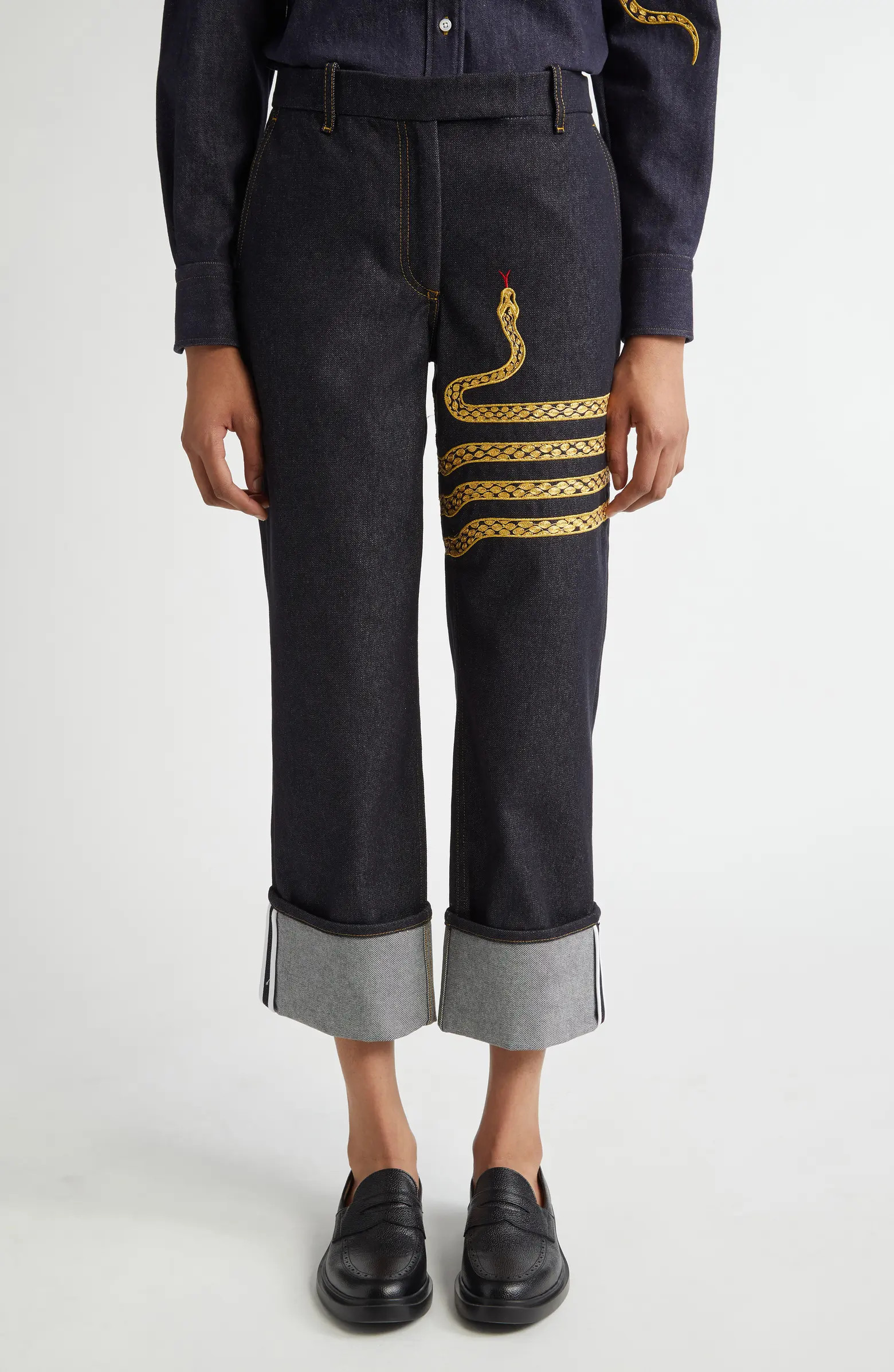 Thom Browne Snake Detail Cuff Hem Jeans | Nordstrom | Nordstrom