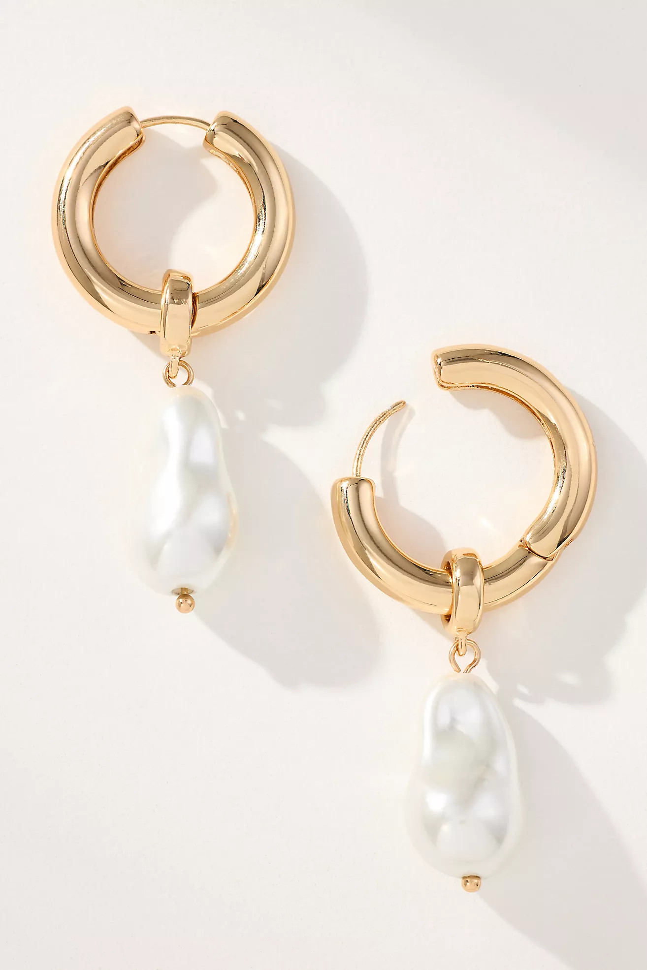Pearl Drop Huggie Hoop Earrings | Anthropologie (US)