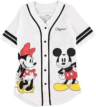 Disney Ladies Mickey Mouse Fashion Shirt - Mickey & Minnie Mouse Baseball Jersey Mickey Mouse But... | Amazon (US)