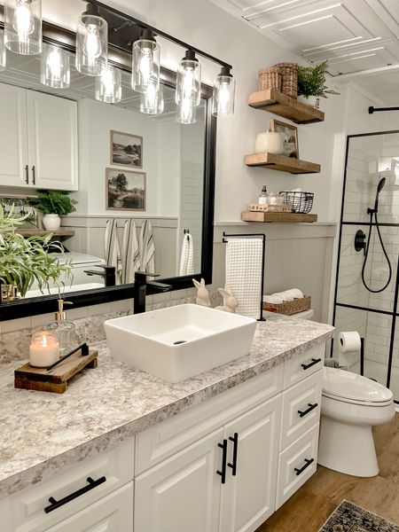 Bathroom Counter Styling. Follow @farmtotablecreations on Instagram for more inspiration. Planter. Soap Dish. Bathroom Riser. Towel Holder. Casaluna Towel. Threshold Decor. Studio McGee Bathroom Decor. Hearth & Hand Bathroom Decor  

#LTKunder50 #LTKhome #LTKFind