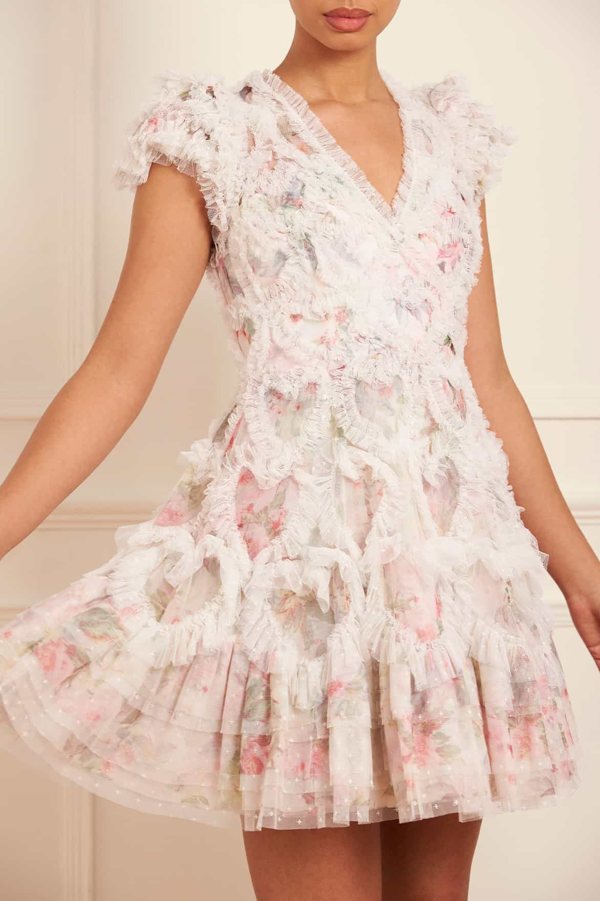 Paradise Garden Amorette V-Neck Micro Mini Dress | Needle & Thread