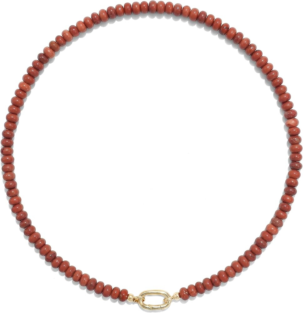 Beaded Gemstone Necklaces for Women, Bohemian Colored Choker Natural Stone Bead Summer Beach Hand... | Amazon (US)