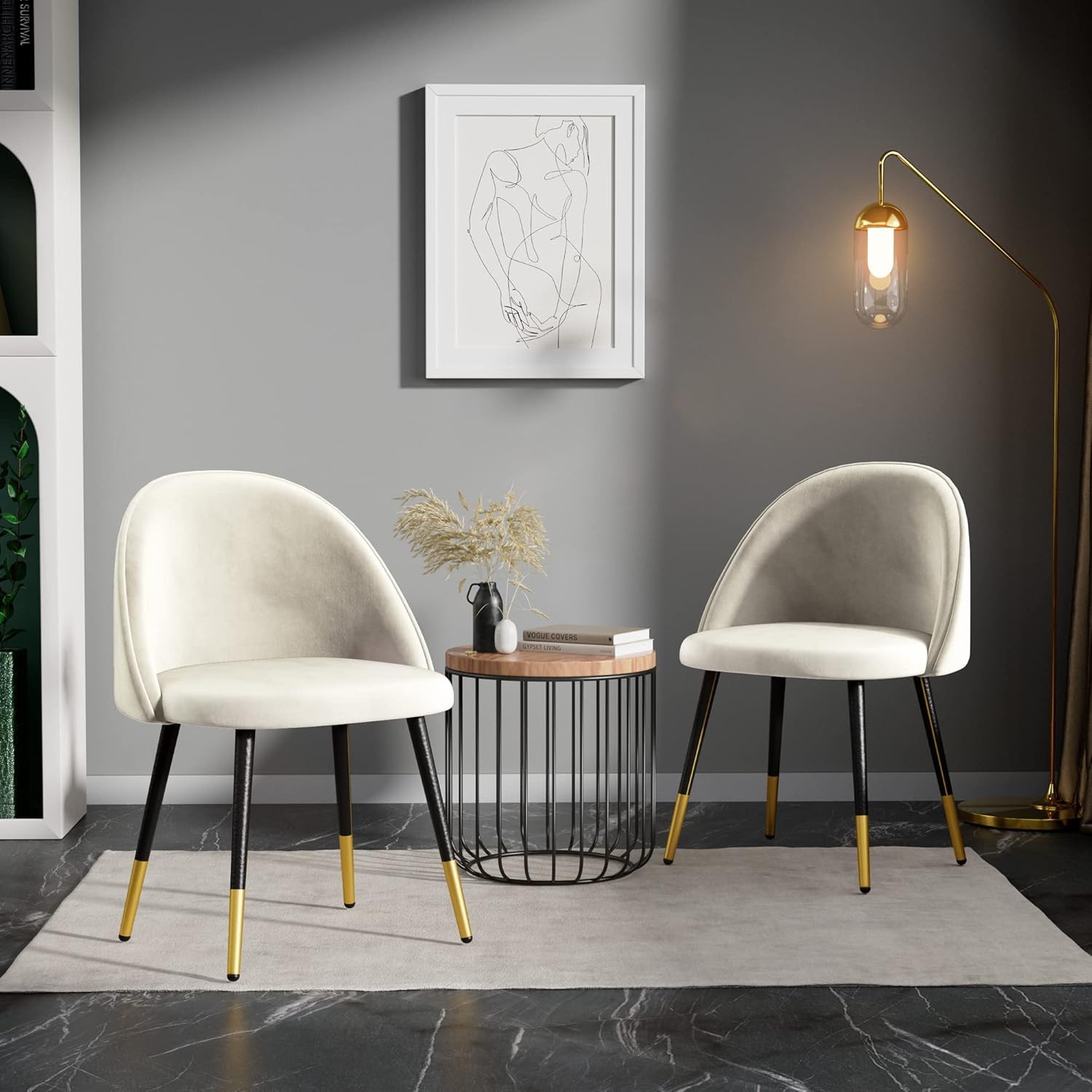 Cozy Castle Velvet Dining Chairs Set of 2, Upholstered Comfy Chairs with Back, Accent Chairs for ... | Amazon (US)