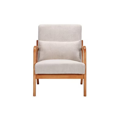 Maliang Mid-Century Modern Accent Chair, Arm Chair Living Room Chairs with Pillow, Beige | Target