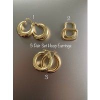 Gold Hoop Earrings Set , Chunky Fill 3 Pair Set, 14K Earrings, Earring November Jewelry Gift Of | Etsy (US)