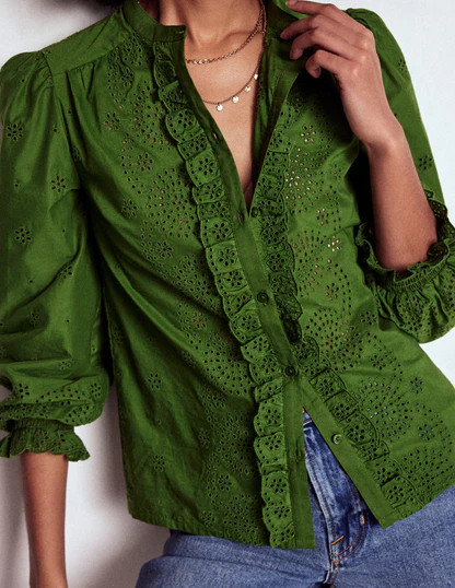 Alice Broderie Top-Promenade Green | Boden (US)
