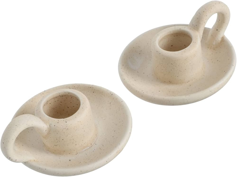 Angoily 2pcs Candle Stick Candle Holder- Nordic Style Taper Candle Holders- Decorative Ceramic Ca... | Amazon (UK)
