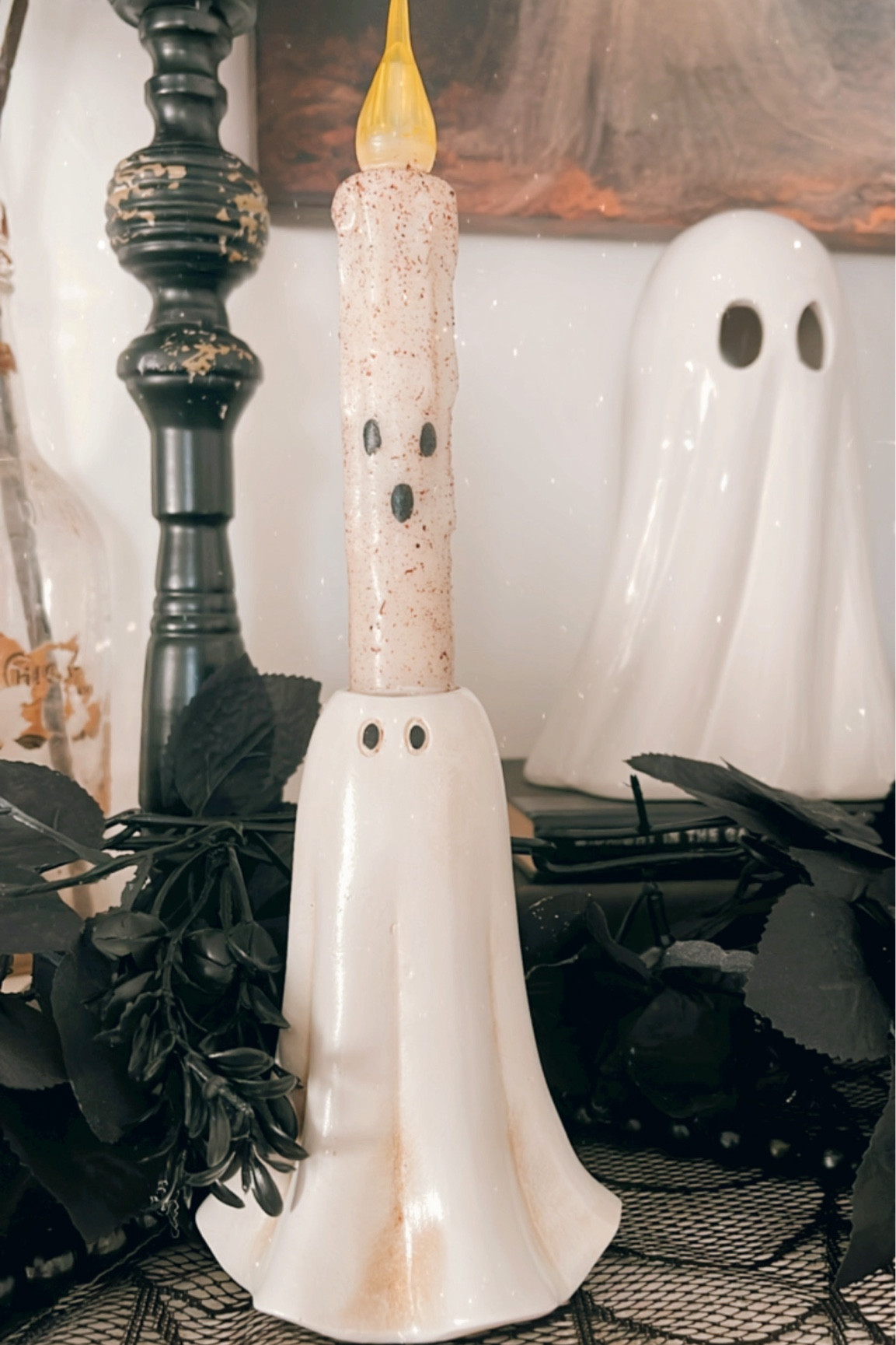 Spooky LED Ghost Taper Candles. Light up your Halloween nights with these eerie LED battery-operated ghost taper candles! 👻🕯️ Perfect for adding a spooky glow to your mantel, table, or Halloween centerpiece—no flames, just ghostly fun! #HalloweenDecor #LEDCandles #SpookySeason #GhostlyGlow 

#LTKHome #LTKSeasonal