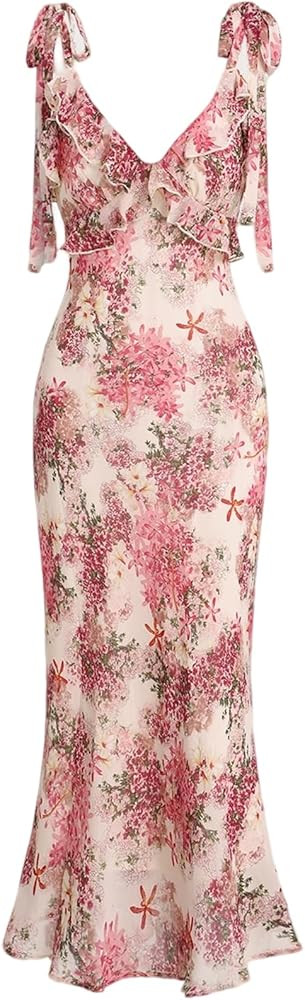 RIHOAS Boho Midi Floral Dress - Elegant Flowy Sundress | Formal-Inspired Outfit for Wedding Guest... | Amazon (US)