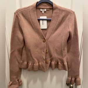 NWT TCEC Tan Ruffle Long Sleeve Crop Cardigan Sweater | Poshmark