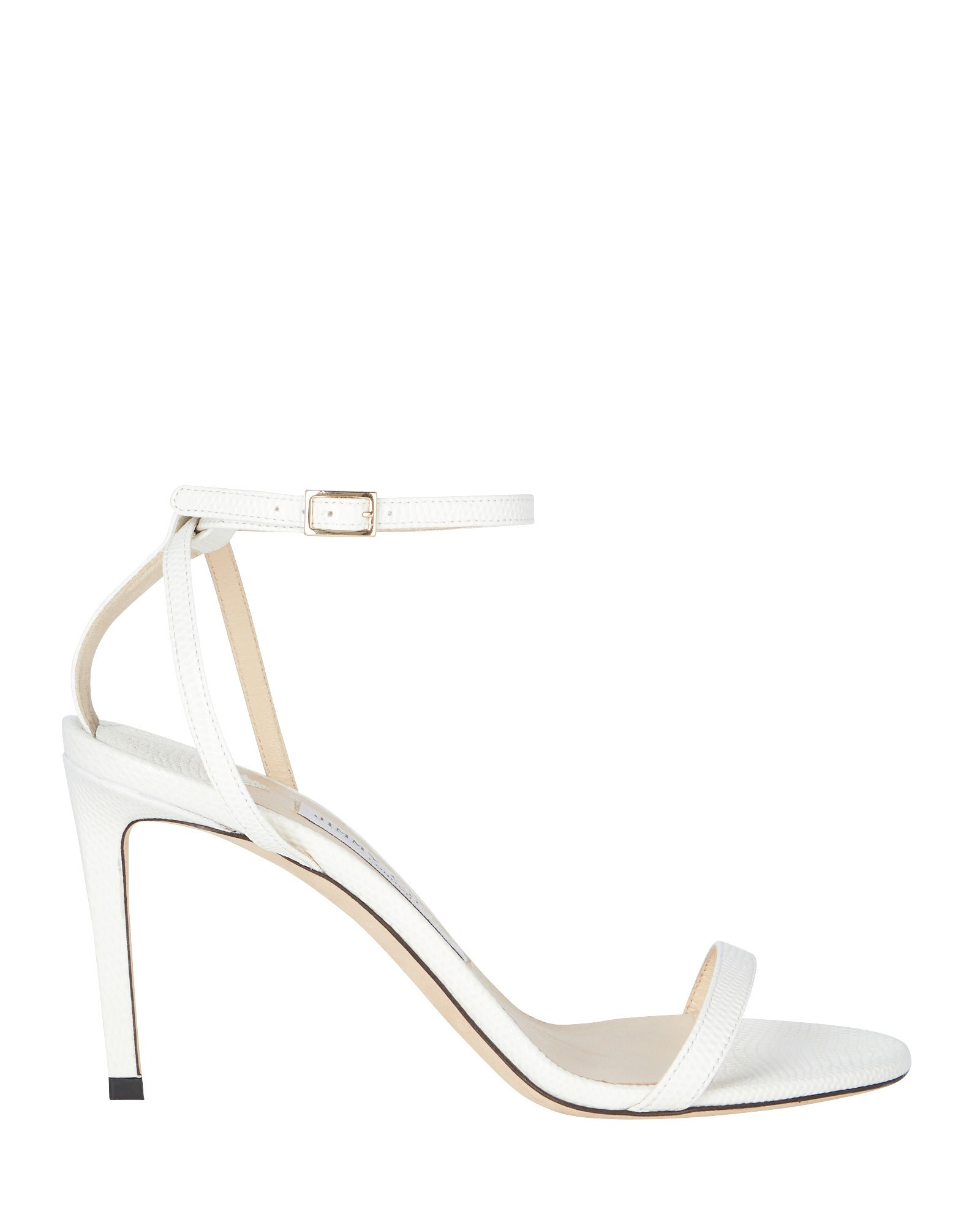 Jimmy Choo Minny 85 Leather Sandals, White 38 | INTERMIX
