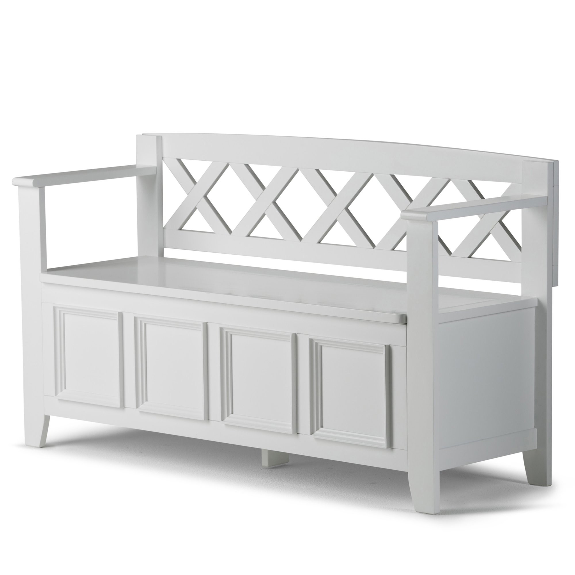 Brooklyn + Max Washington Solid Wood 48 inch Wide Transitional Entryway Storage Bench in White | Walmart (US)