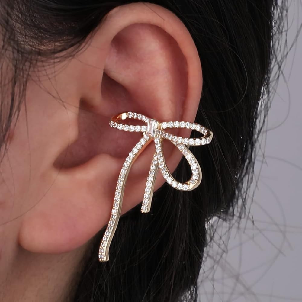 Vercret Gold Cuff Earrings for Women - No Piercing Cartilage Ear Cuff CZ Adjustable Ear Clip Wrap Ar | Amazon (US)