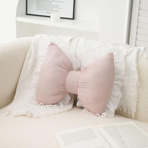 Pink Bow Pillow - Decorative Lace Bowknot Throw Pillow, Cute Shaped Pillows for Sofa, Couch, Bed, Living Room, Bedroom | Amazon (US)
