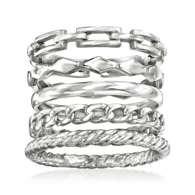 Ross-Simons Sterling Silver Jewelry Set: 5 Stackable Rings Size 9 | Target