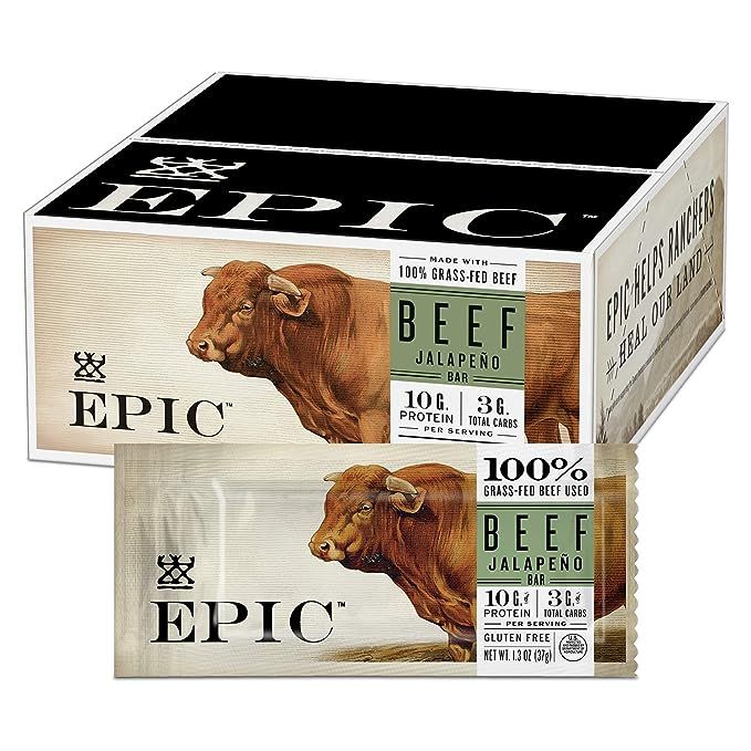 EPIC Protein Bars, Beef Jalapeño, Keto and Paleo Friendly, 1.3 oz, 12 ct | Amazon (US)