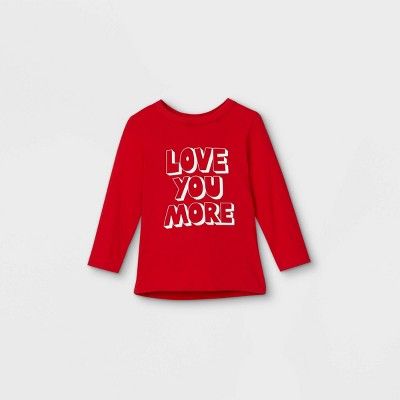 Toddler Boys' Valentine's Day 'Love You More' Graphic Long Sleeve T-Shirt - Cat & Jack™ Red | Target