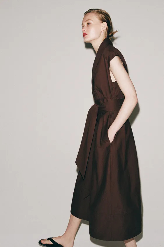 ZW COLLECTION POPLIN PLEATED DRESS | Zara UK