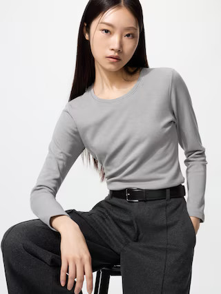 Women's HEATTECH Ultra Warm T-Shirt with Moisture-Wicking Gray Small UNIQLO US | UNIQLO (US)