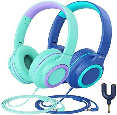 [2 Pack] iClever HS22 Kids Headphones with Microphone - 94dB Safe Volume Limited - Wired Headphon... | Amazon (US)