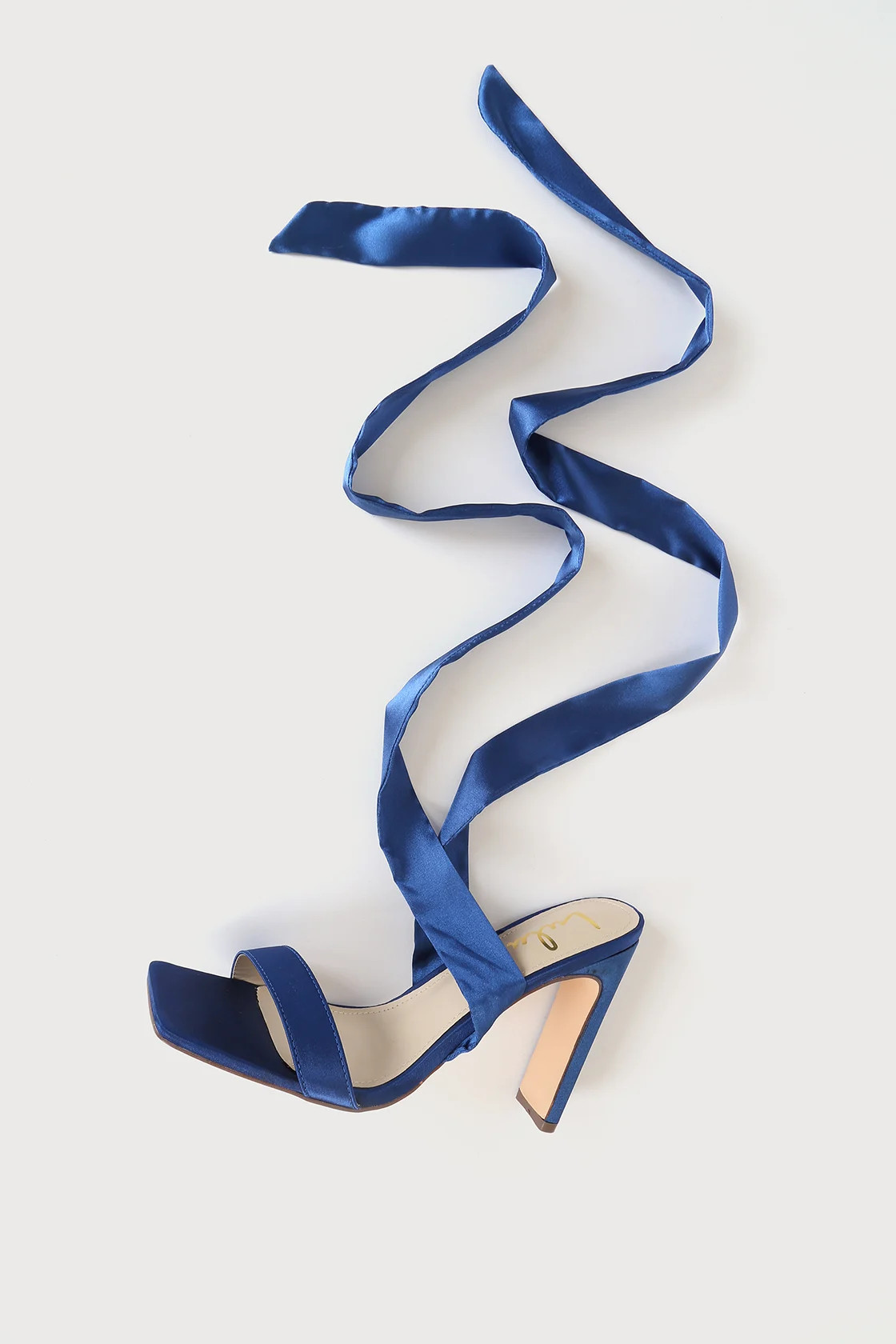 Jania Navy Blue Satin Lace-Up High Heel Sandals | Lulus (US)