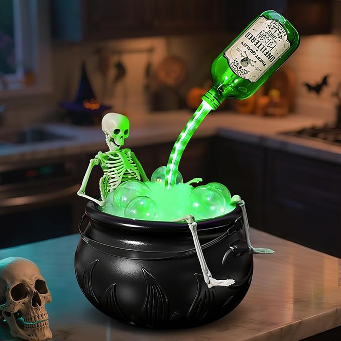 Yinhua Large Cauldron Halloween Decor Indoor, Magic Floating Potion Bottle Witches Cauldron with ... | Amazon (US)