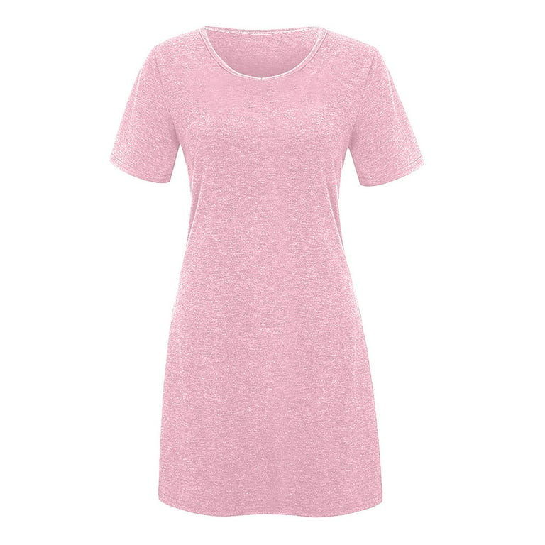 Lenago Women's Crewneck Short Sleeve Standard-Fit Midi T - Shirt Dress | Walmart (US)