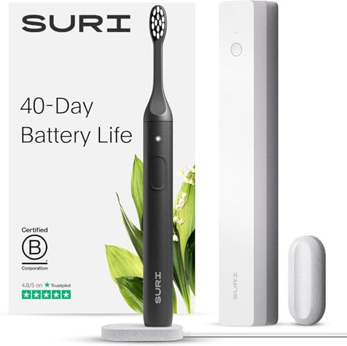 SURI Electric Toothbrush—Sustainable Electric Toothbrushes Adults, Slim Sonic Toothbrush & Accessories, 40-Day Battery, Travel Toothbrush with UV Cleaning Case, Ideal Christmas Gifts for Women & Men | Amazon (US)