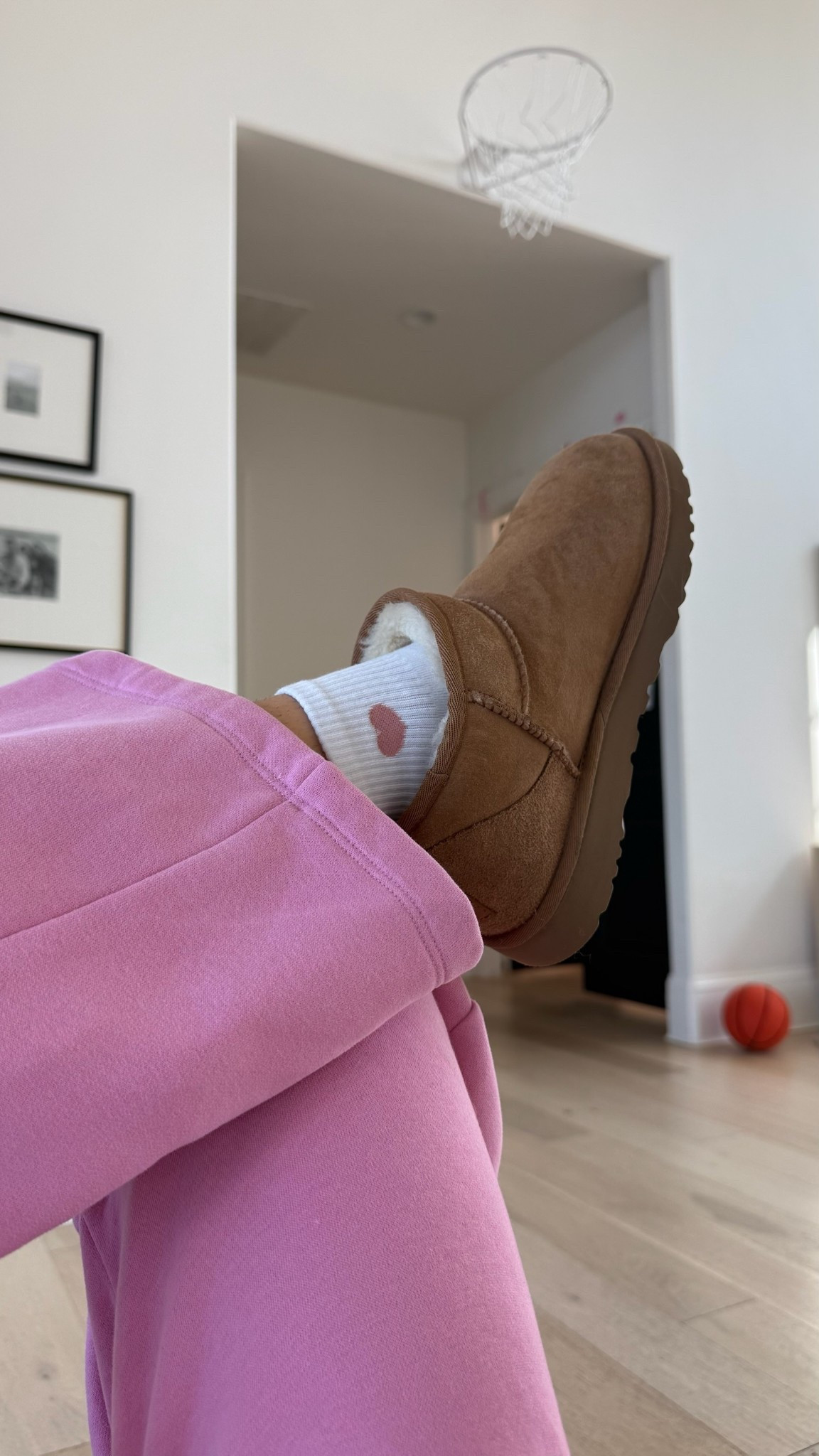 The cutest heart socks for valentines from @amazon @amazonfashion 

Pink sweatpants from @abercrombie so soft & cozy!! 💖

#LTKdayinmylife #LTKValentine #LTKootd