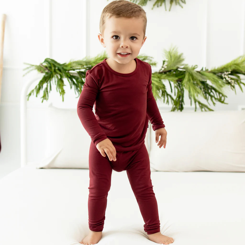 Long Sleeve Pajamas in Burgundy | Kyte Baby