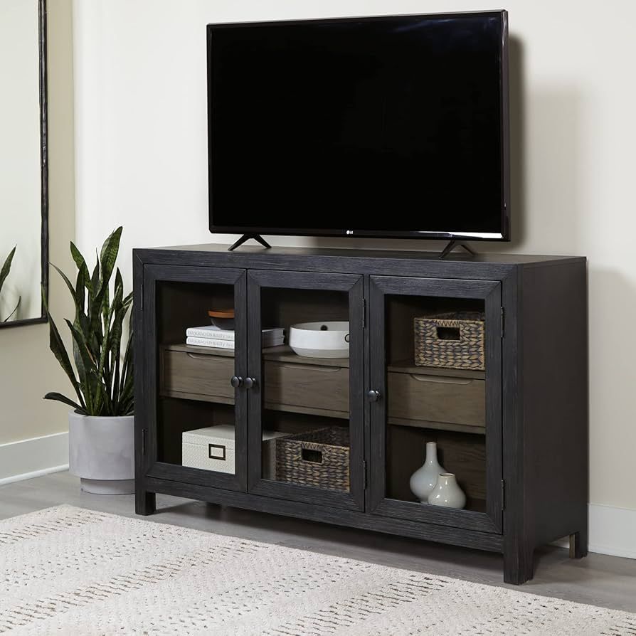 Signature Design by Ashley Lenston Transitional Accent Cabinet or TV Stand, Black & Gray | Amazon (US)