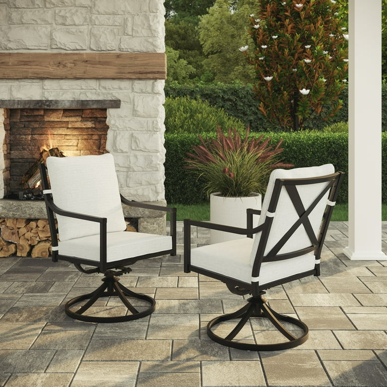 My Texas House Cambria Swivel Outdoor Dining Chair - Set of 2, Black | Walmart (US)
