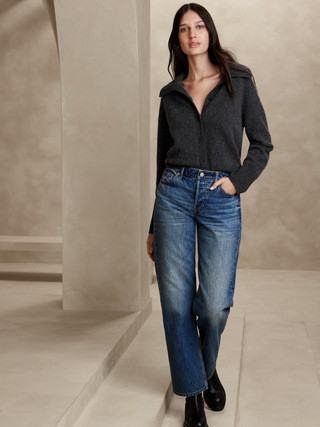Astrid Boiled Cashmere Polo Cardigan | Banana Republic (US)