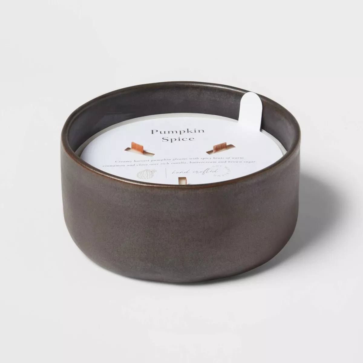 16oz Blackened Bowl Ceramic with Multi Woodwick and Dustcover Warm Cider + Cinnamon Candle Black ... | Target