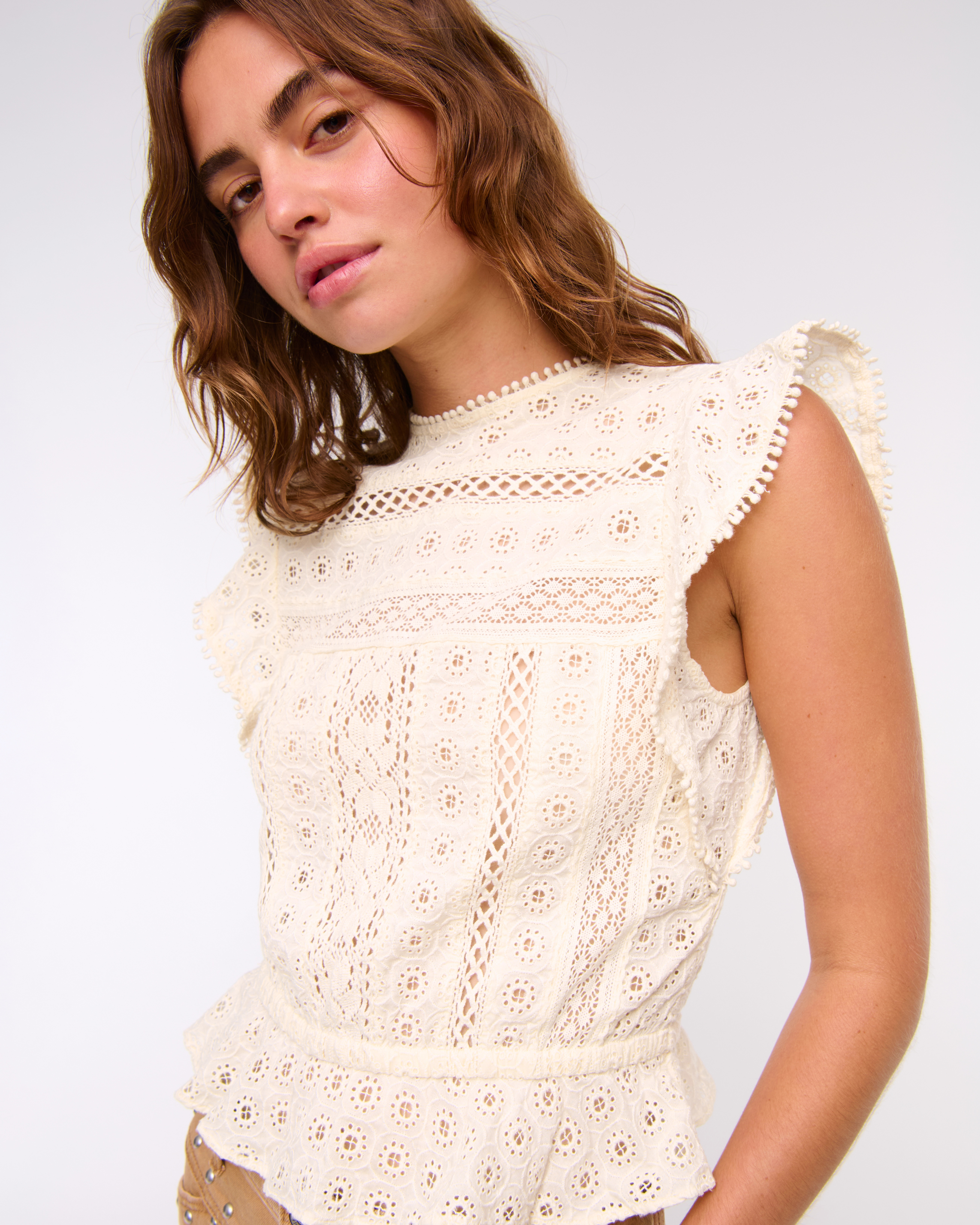 Angel Sleeve Lace Top | Abercrombie & Fitch (US)