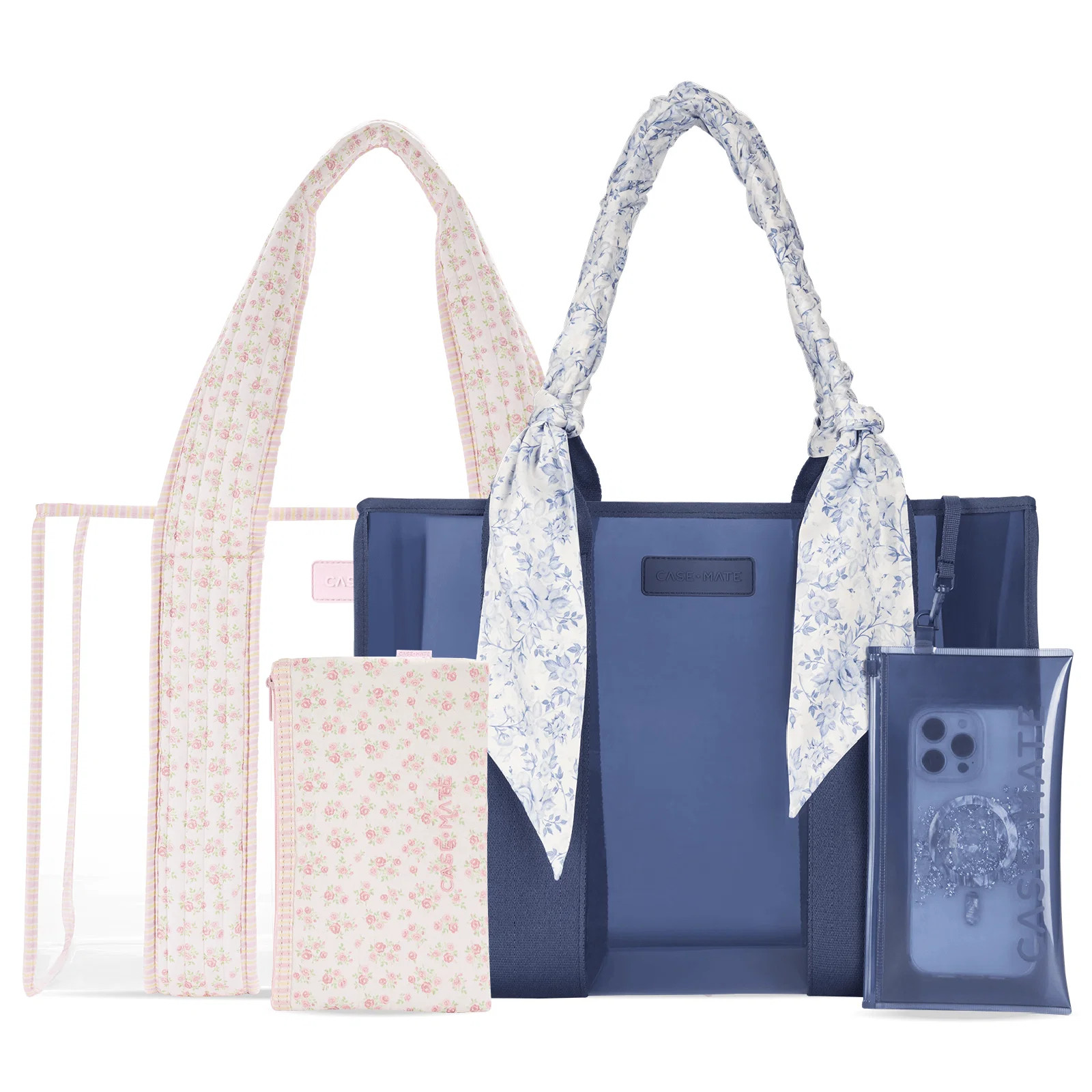 The Tote Duo - Something Navy Twilly & Clear Quilted Ditsy Floral | Case-Mate
