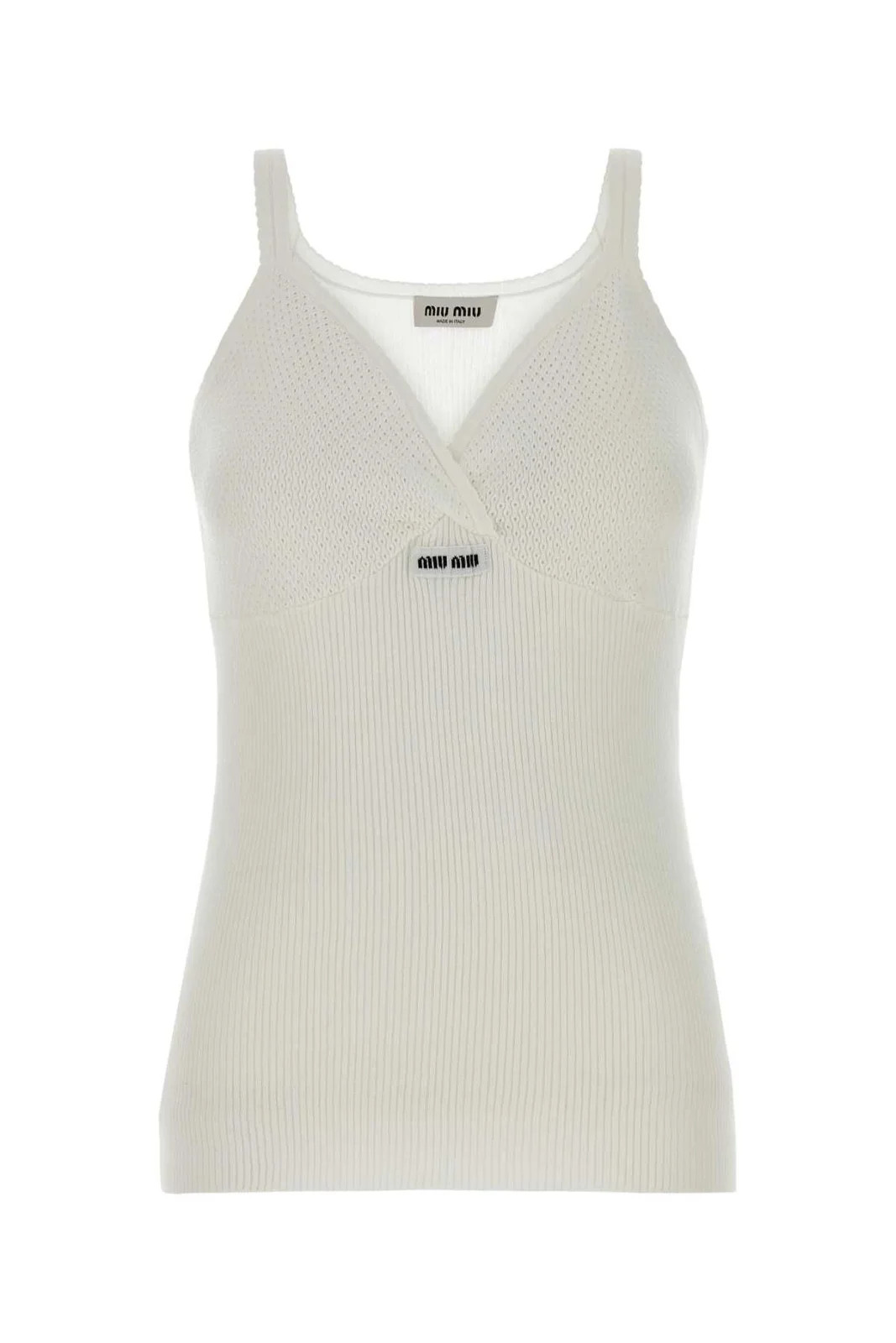 Miu Miu Logo-Patch Ribbed Top | Cettire Global